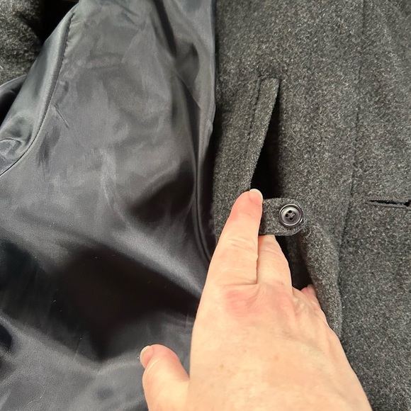 Vintage Men’s Abercrombie & Fitch Charcoal Gray Wool Blend Car Coat Winter Large - Picture 5 of 10